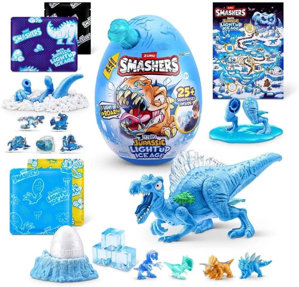 Zuru Dino Smashers - Голямо яйце Дино Ice Age със светлинни ефекти, светло син кокал