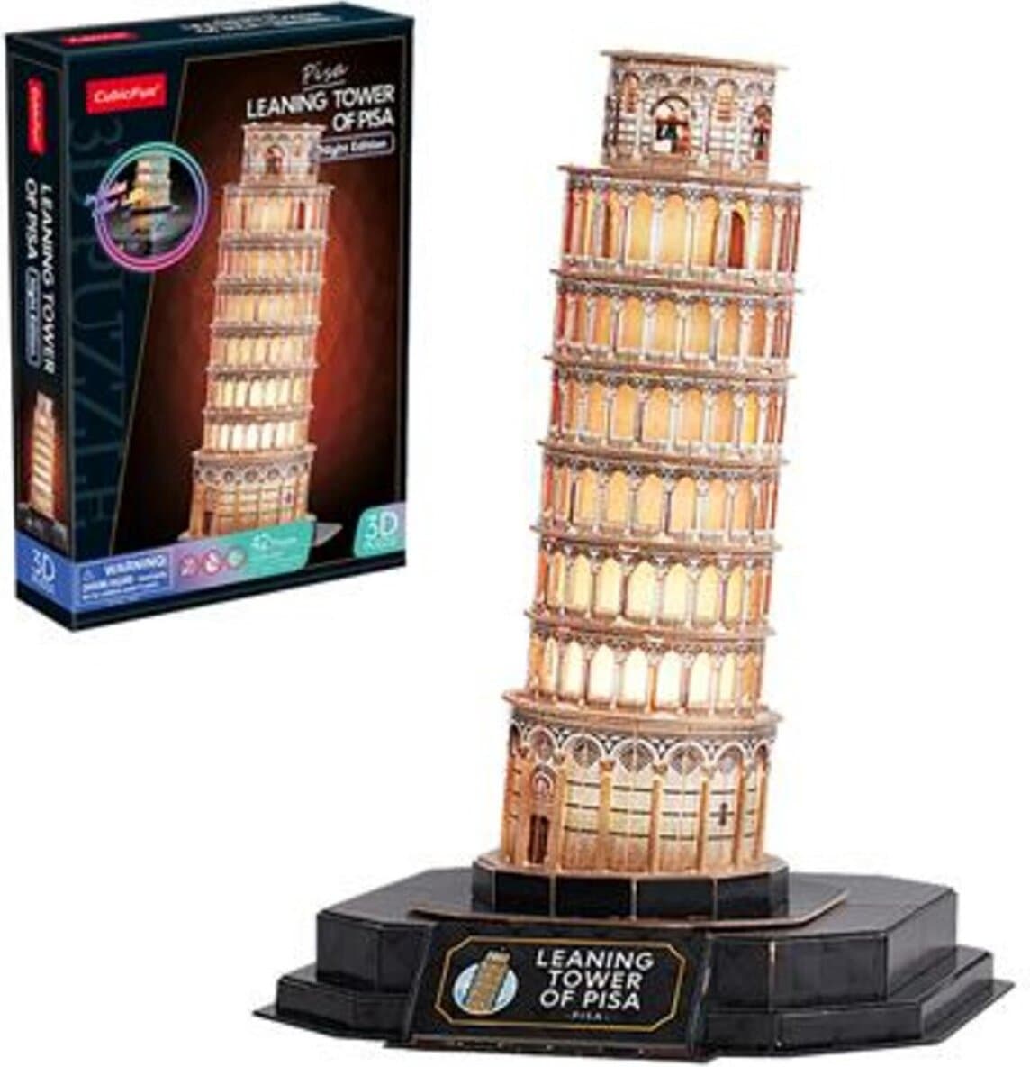 CubicFun Пъзел 3D Leaning Tower of Pisa Night Edition с LED светлини