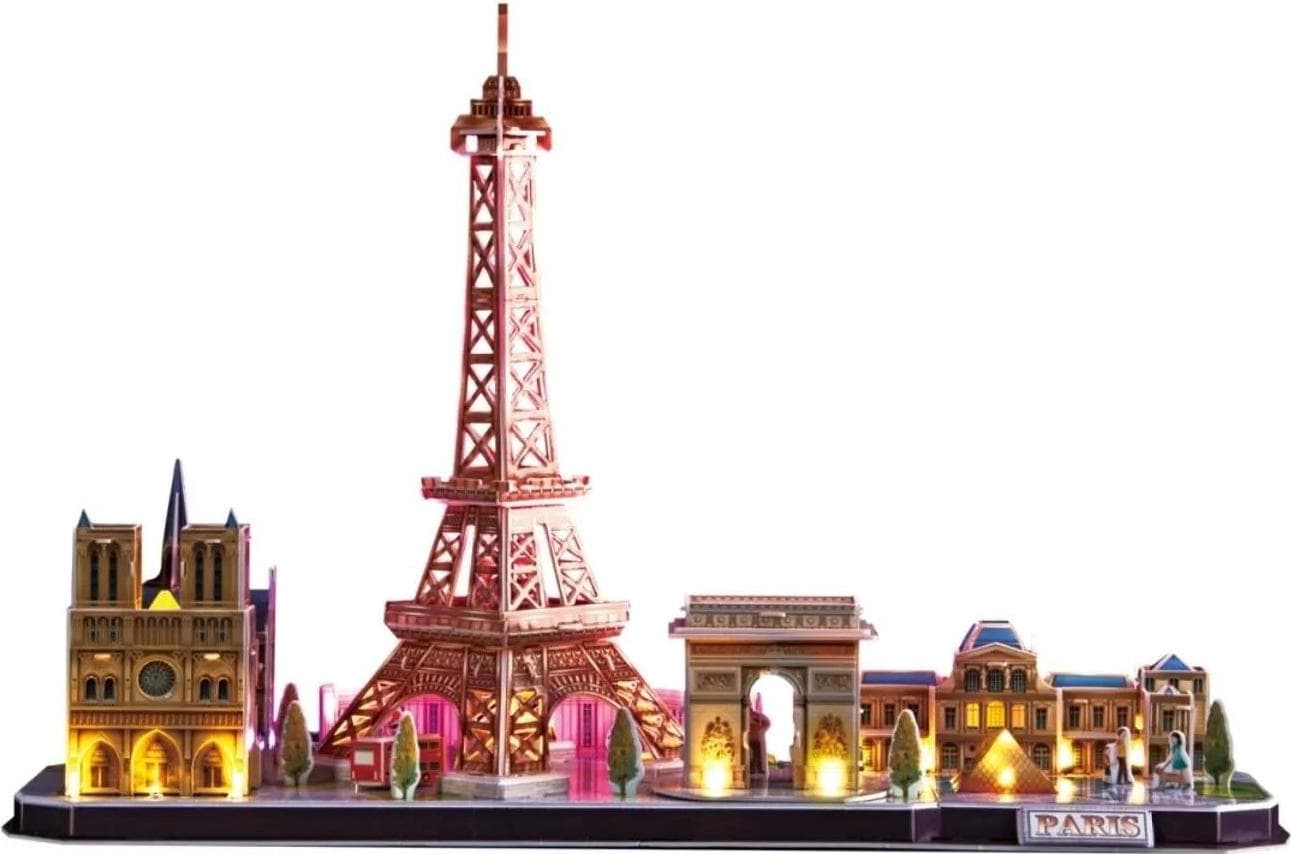 CubicFun Пъзел 3D City Line Paris 115ч. с LED светлини