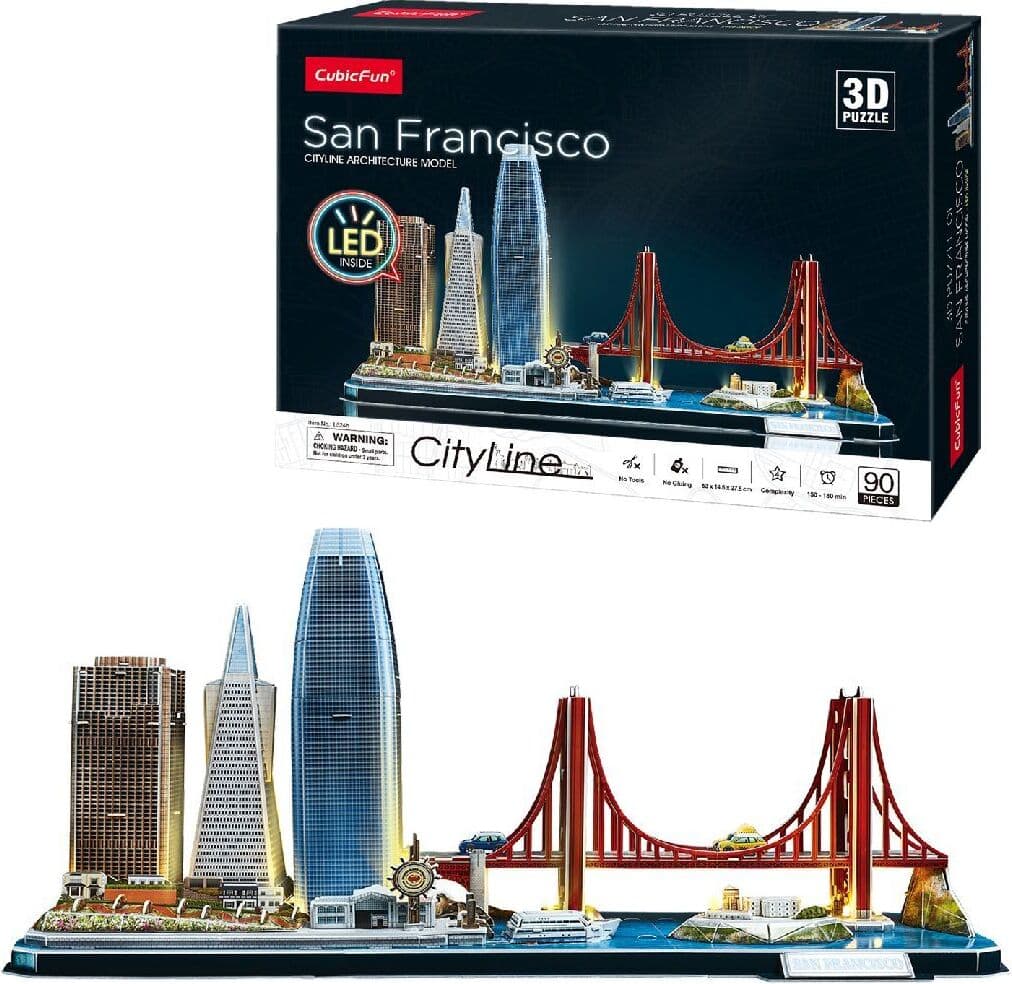 CubicFun Пъзел 3D Cityline San Francisco 90ч. с LED светлини