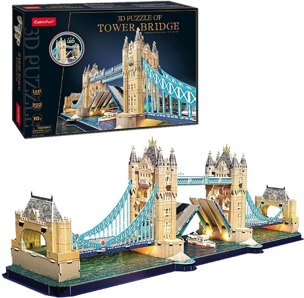 CubicFun Пъзел 3D Tower Bridge 222ч. Отварящ се с LED светлини