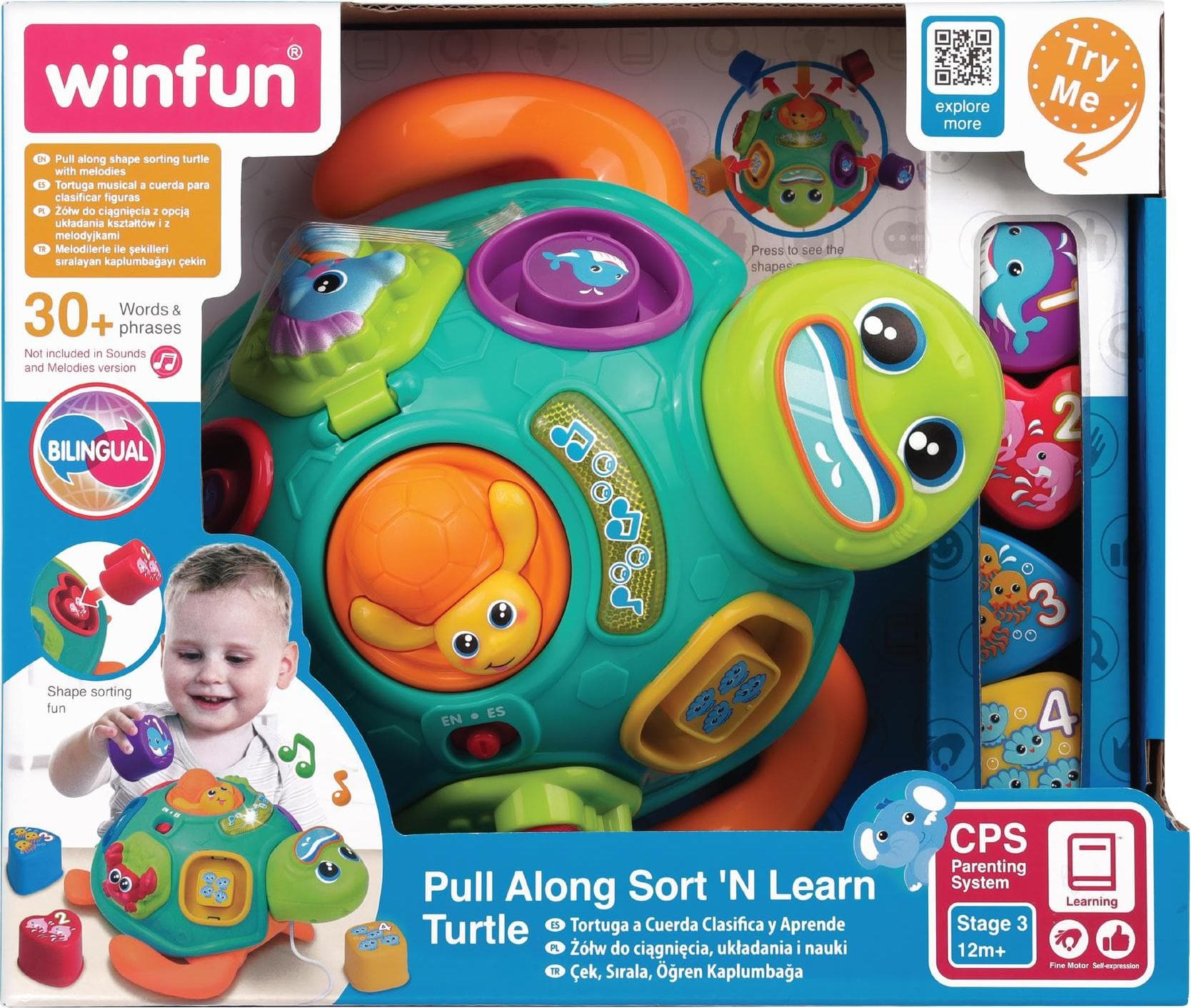 WINFUN Костенурка сортер за дърпане със звук и светлина