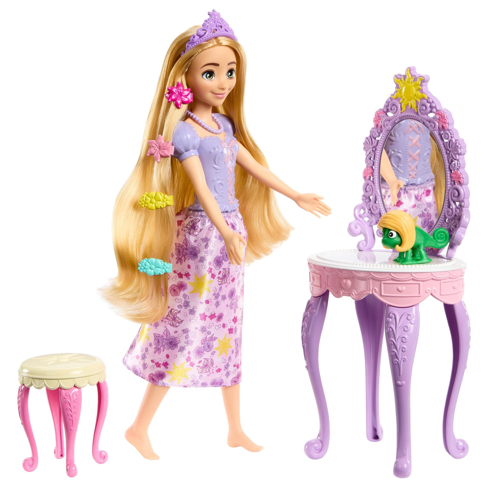 Кукла Disney Princess - Рапунцел с тоалетка, Паскал и аксесоари