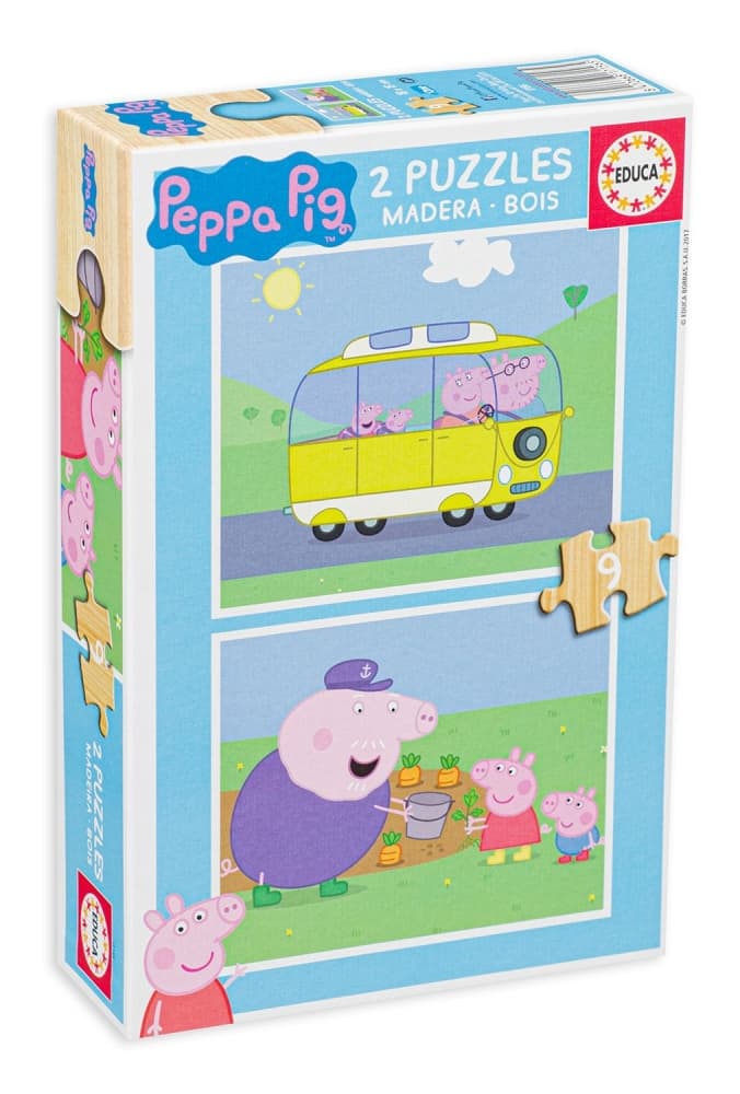 Пъзел, Educa, Peppa Pig 2 в 1, 2 х 9 части