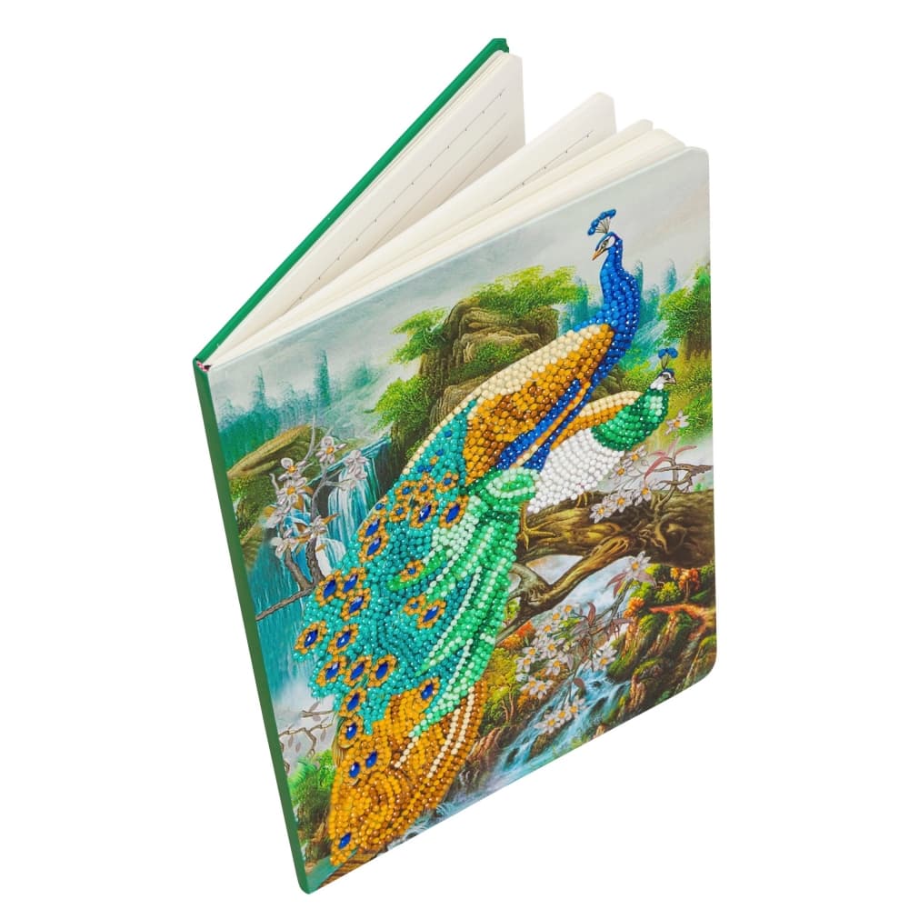 Творчески комплект, Craft Buddy, Направи сам тетрадка с диамантена корица, Паун, 25.5 х 17.5 х 2.5 см, 5 части