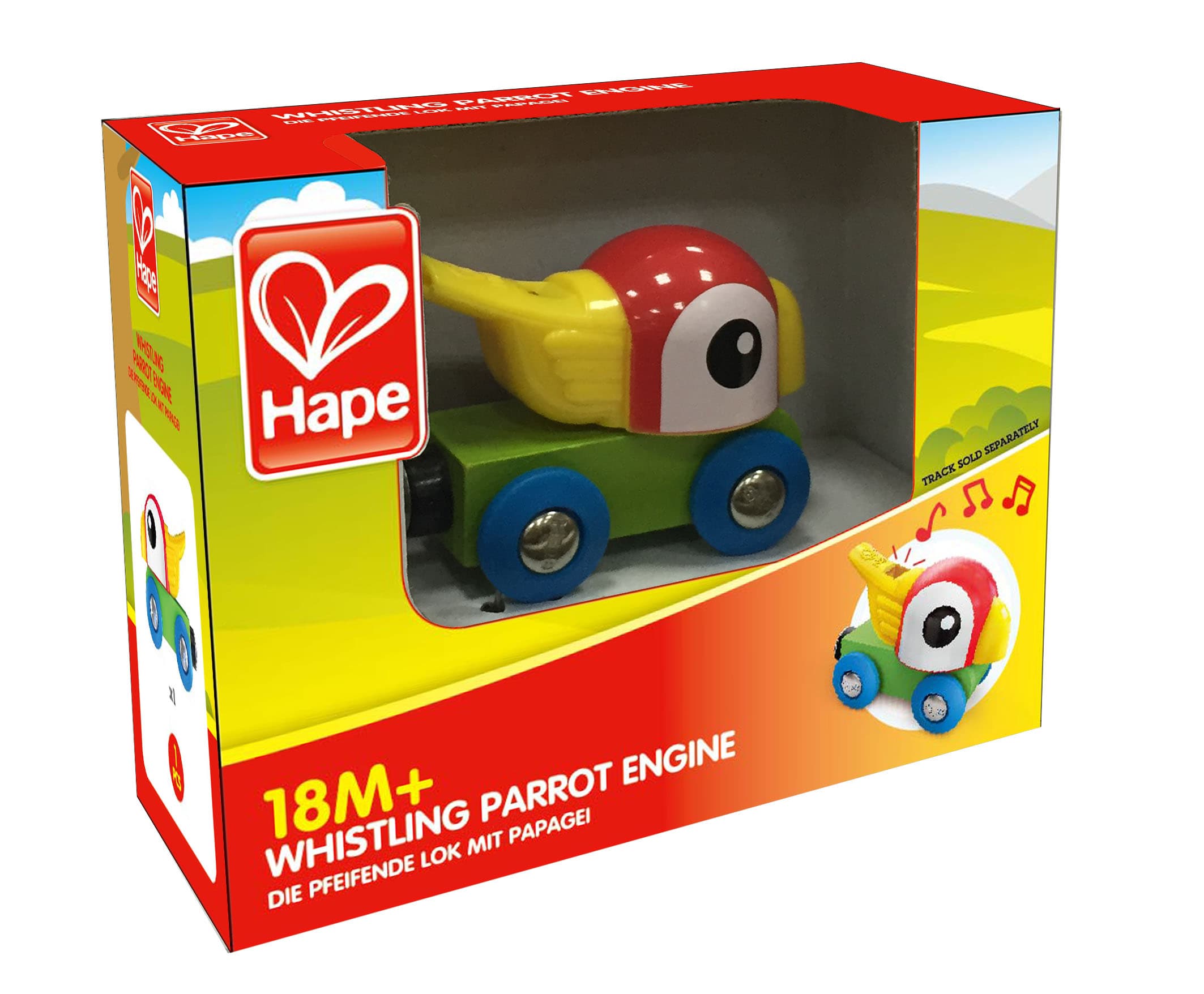 Дървена играчка, Hape, Локомотив свирукащ папагал
