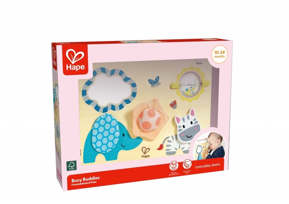 Дъска за сензорни дейности, Hape, Заети приятели, 29.5 х 6 х 20 см