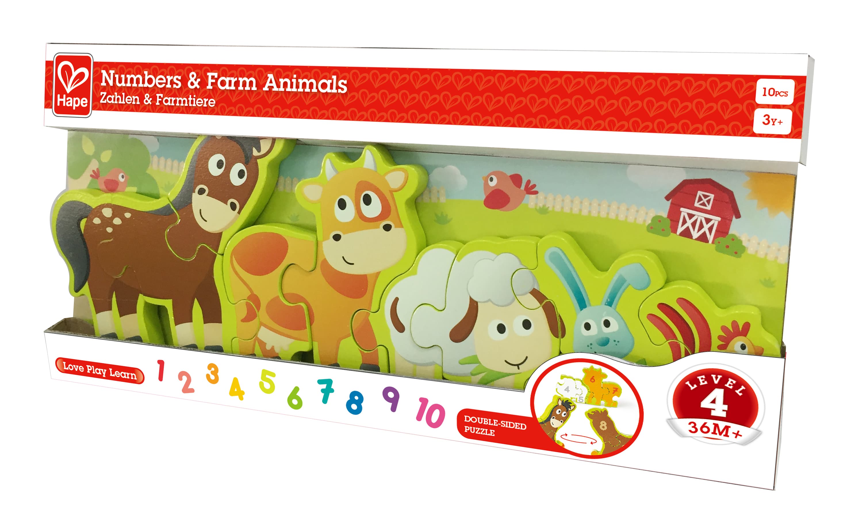 Дървен пъзел, Hape, Числа и селскостопански животни, 10 части