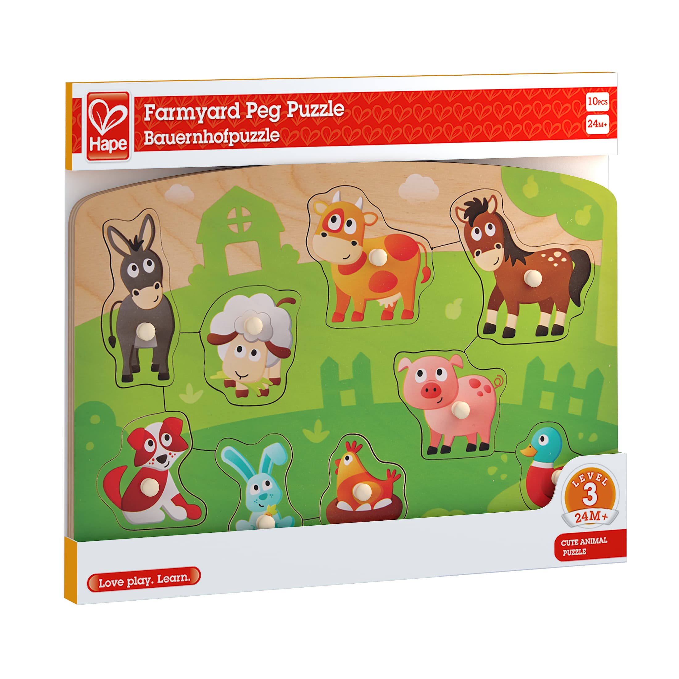 Дървен пъзел, Hape, Домашни животни, 10 части