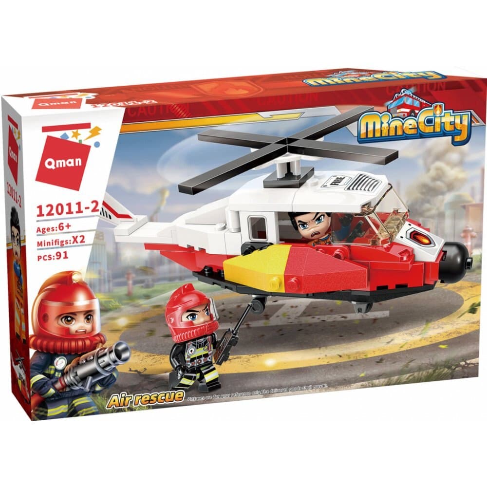 Конструктор, Qman, MineCity, Спасителен вертолет, 91 части