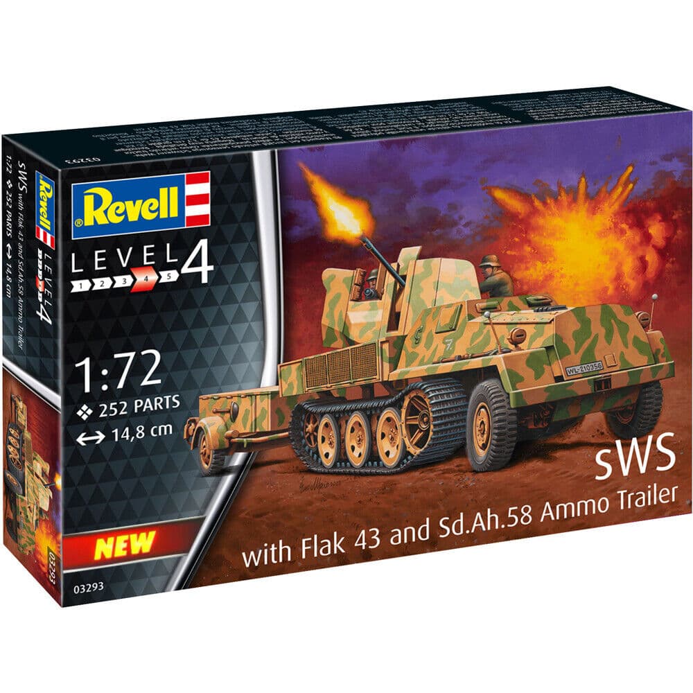 Сглобяем модел, Revell, sWS с Flak 43 и ремарке за амуниции Sd.Ah.58, 252 части
