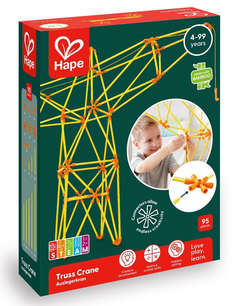 Бамбуков конструктор, Hape, Flexistix, Кран, 94 части