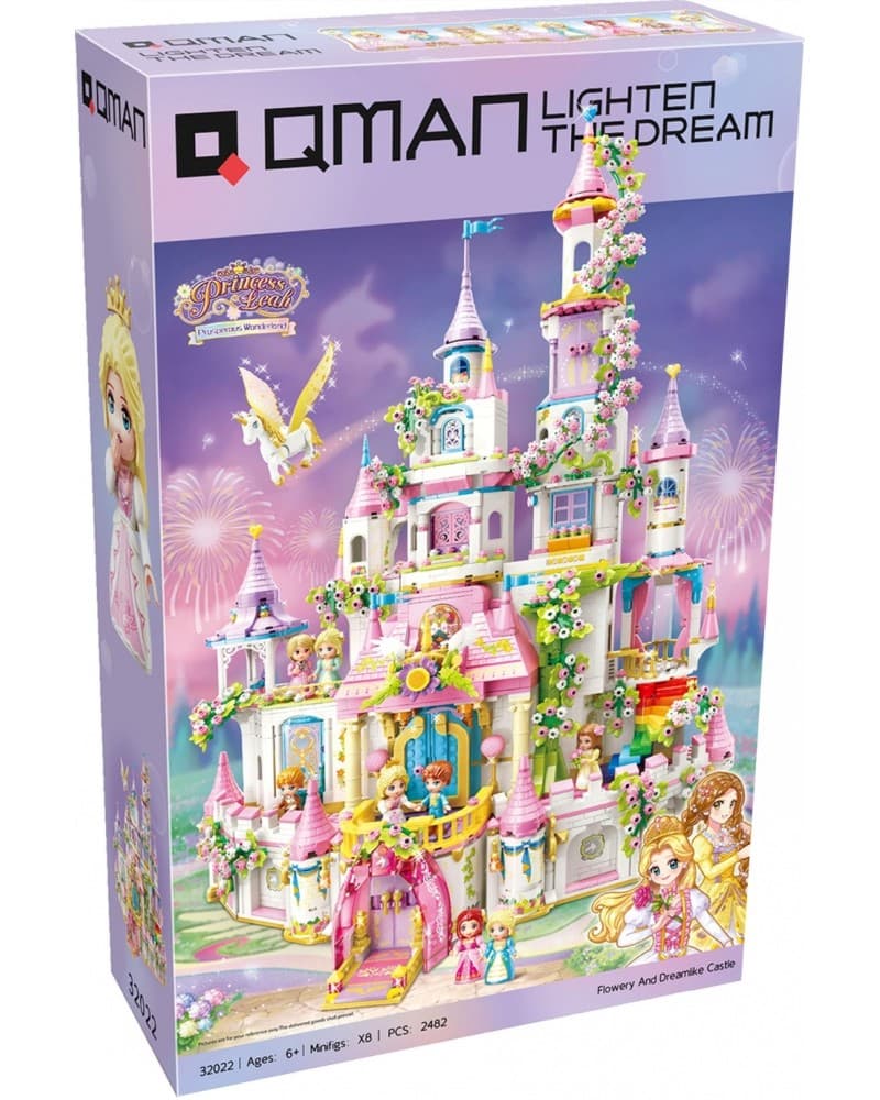 Конструктор, Qman, Princess Leah, Замък на мечтите и цветята, 2482 части