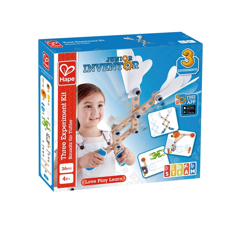 Дървен комплект, Hape, Млад изобретател, Три експеримента