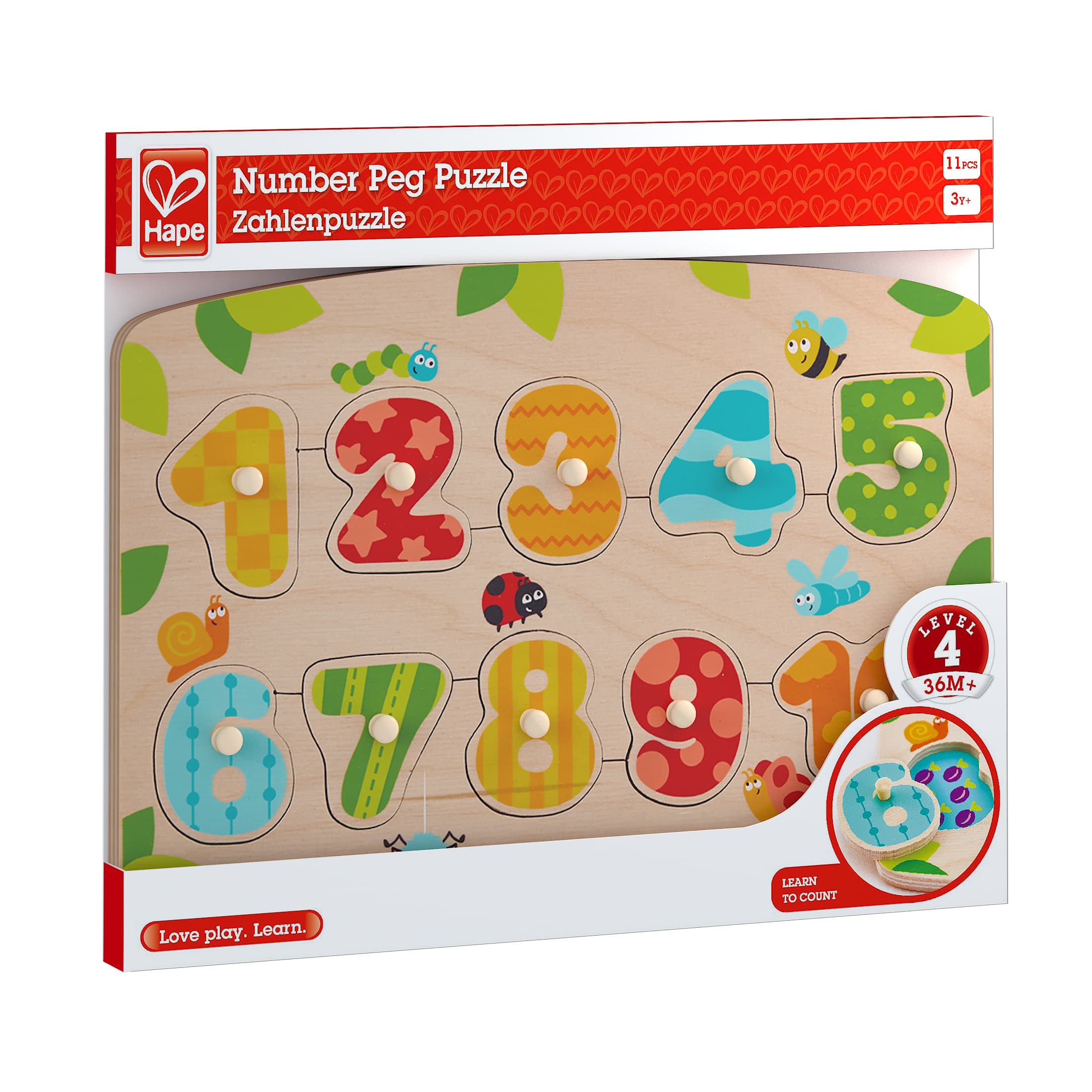 Дървен пъзел, Hape, Цифри, 11 части