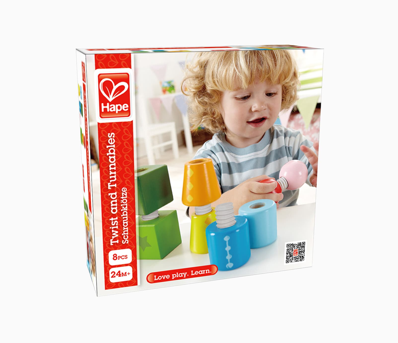 Дървен комплект, Hape, Дървена играчка за подреждане, 8 части