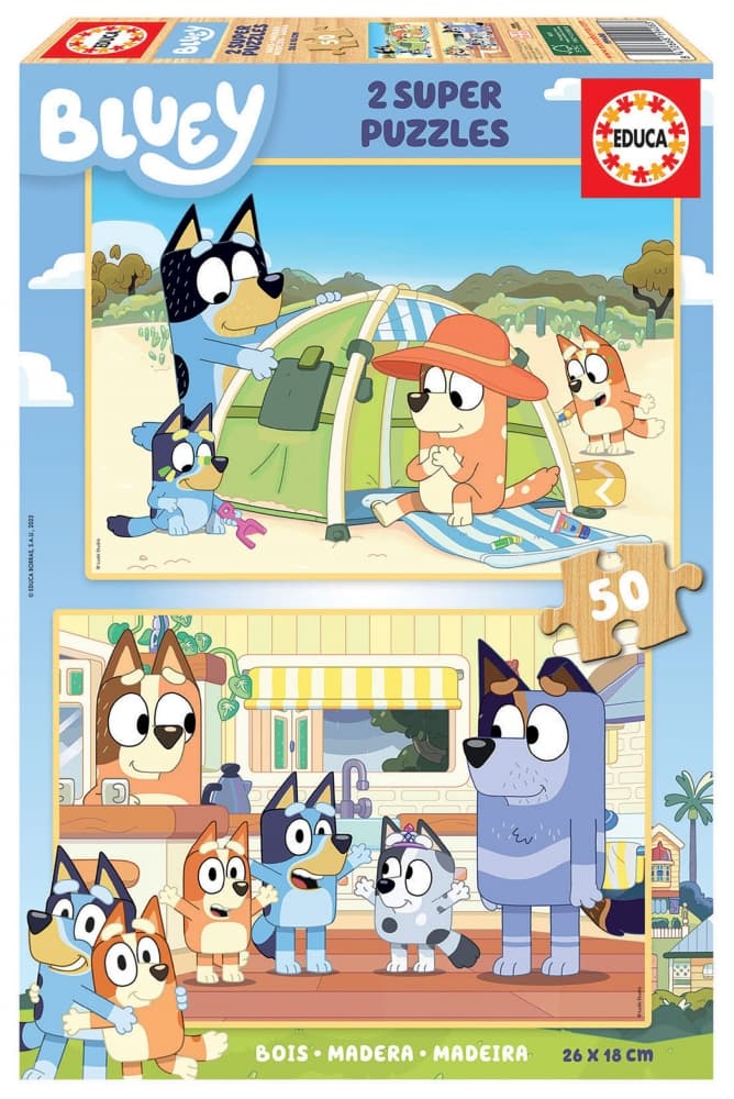 Пъзел за деца, Educa, Bluey, 2 × 50 части