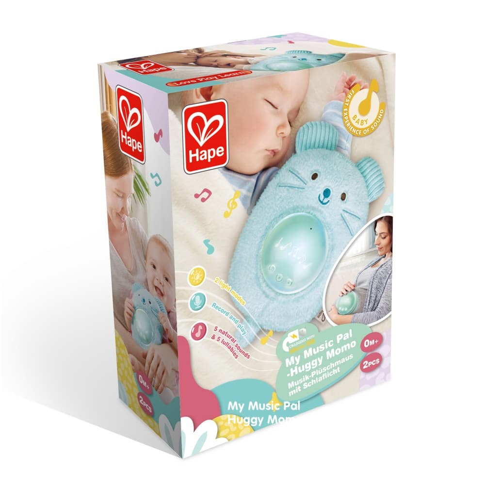 Интерактивна играчка, Hape, Музикална плюшена лампа за сън, Мишле, 23 x 15.5 x 9 см