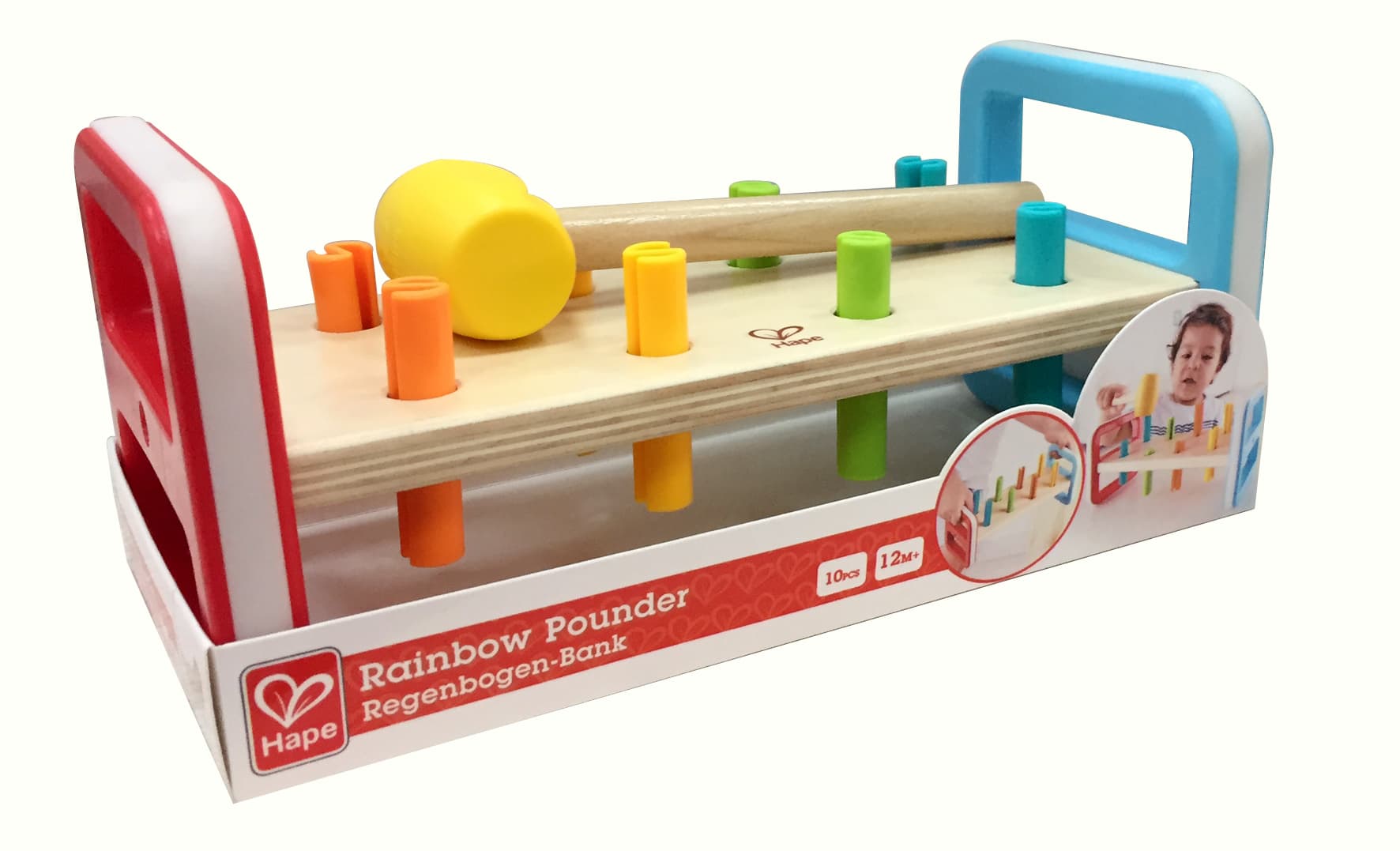Дървен комплект, Hape, Игра с чукче, Дъга, 10 части