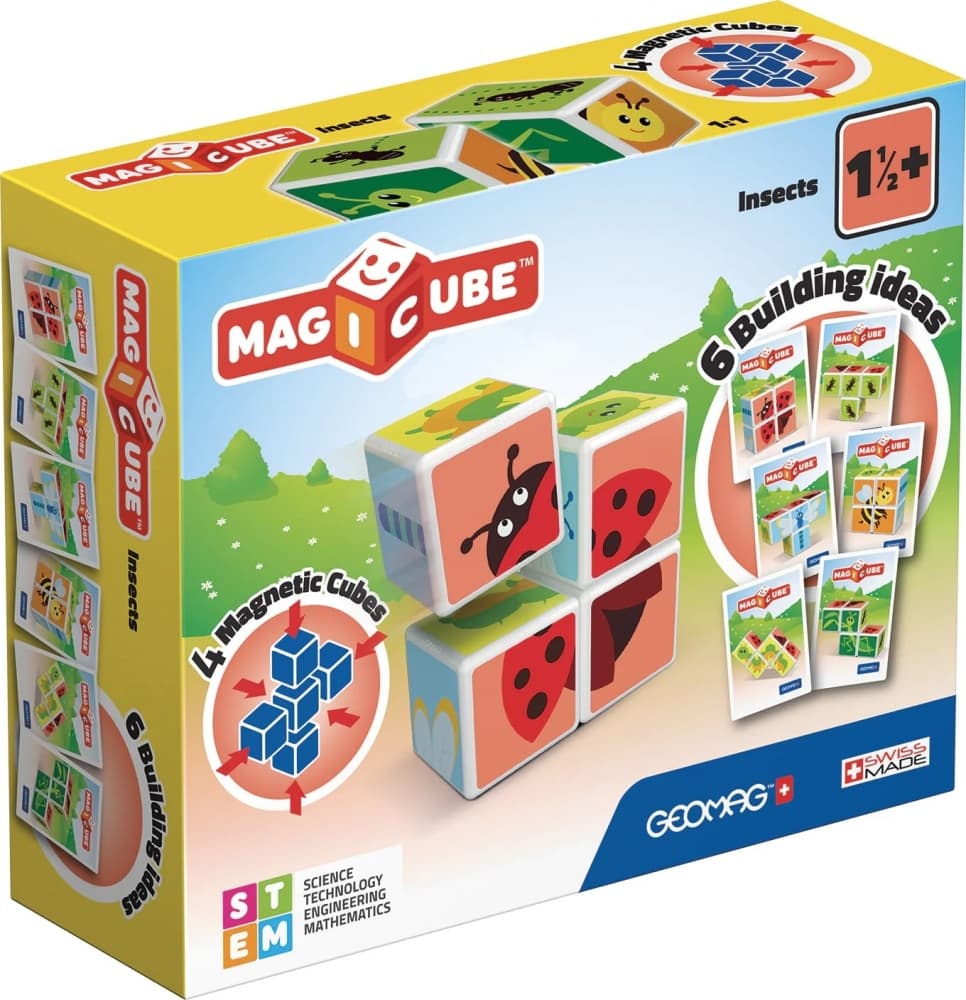 Магнитен конструктор, Geomag, Magicube, Насекоми и карти 121, 11 части