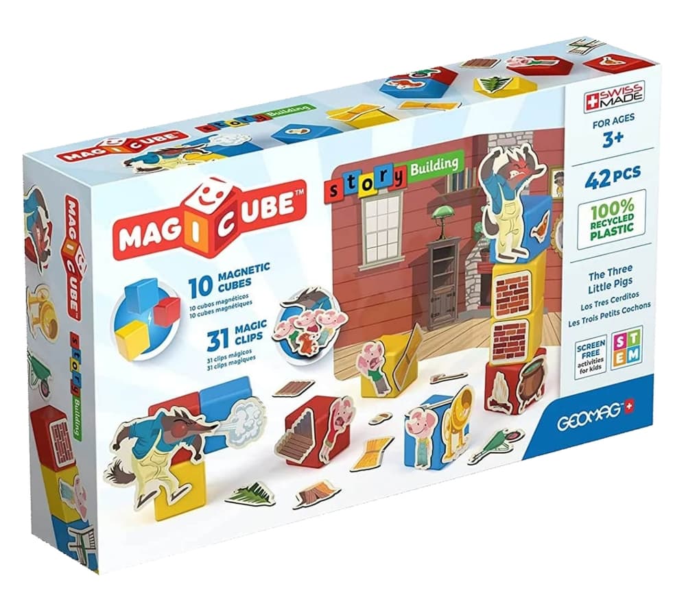 Магнитен конструктор, Geomag, Magicube, Story Building, Три малки прасенца, 42 части