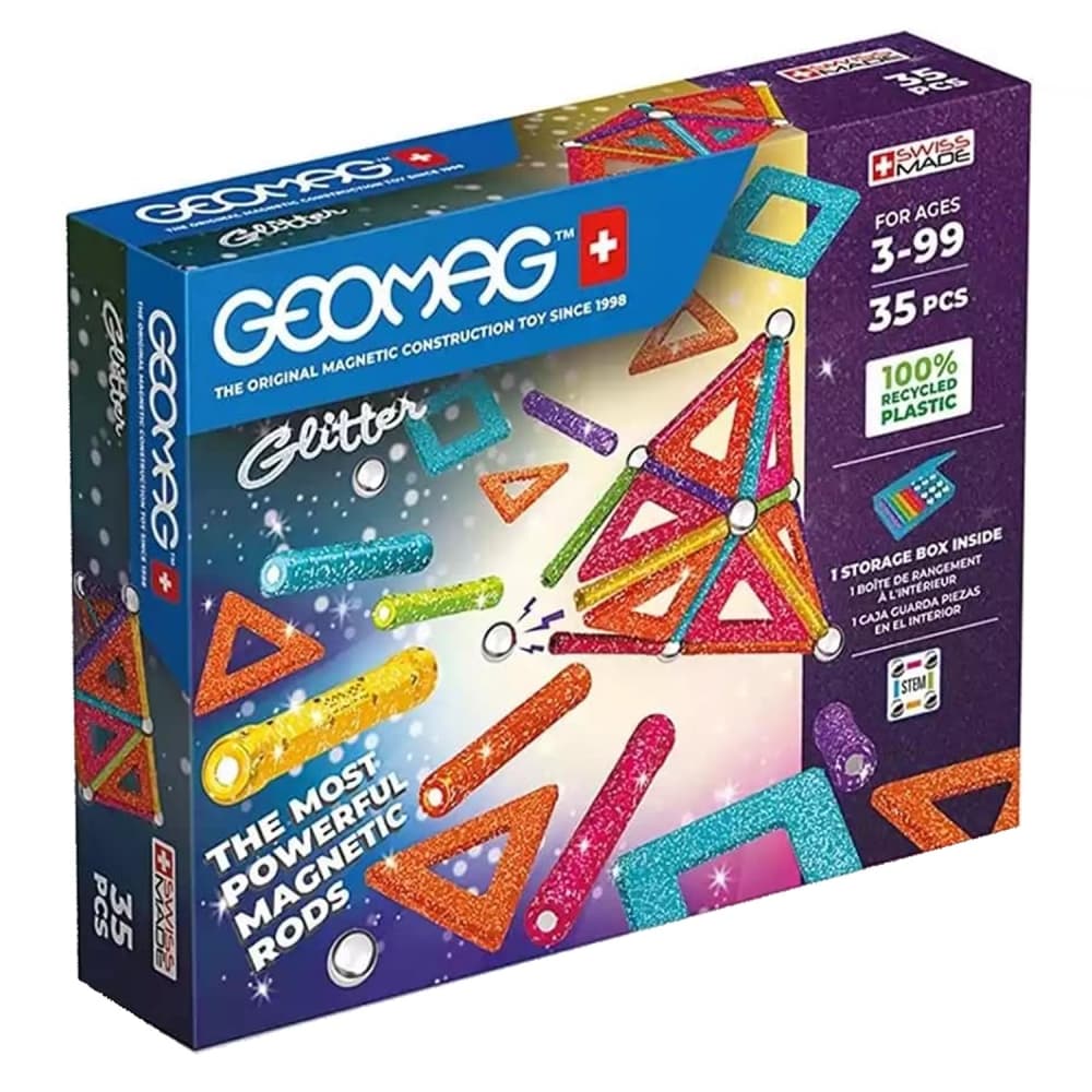 Магнитен конструктор, Geomag, Glitter Panels, 35 части