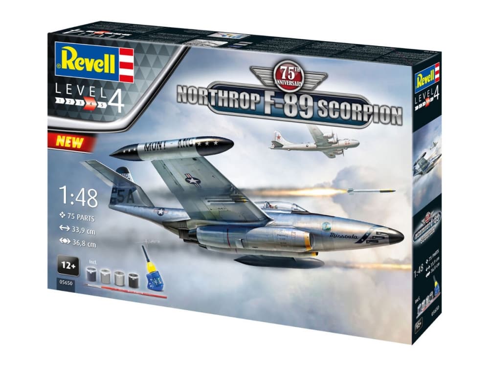Комплект авиомодел за сглобяване, Revell, Самолет Northrop F-89 Scorpion 75th Anniversary, 75 части