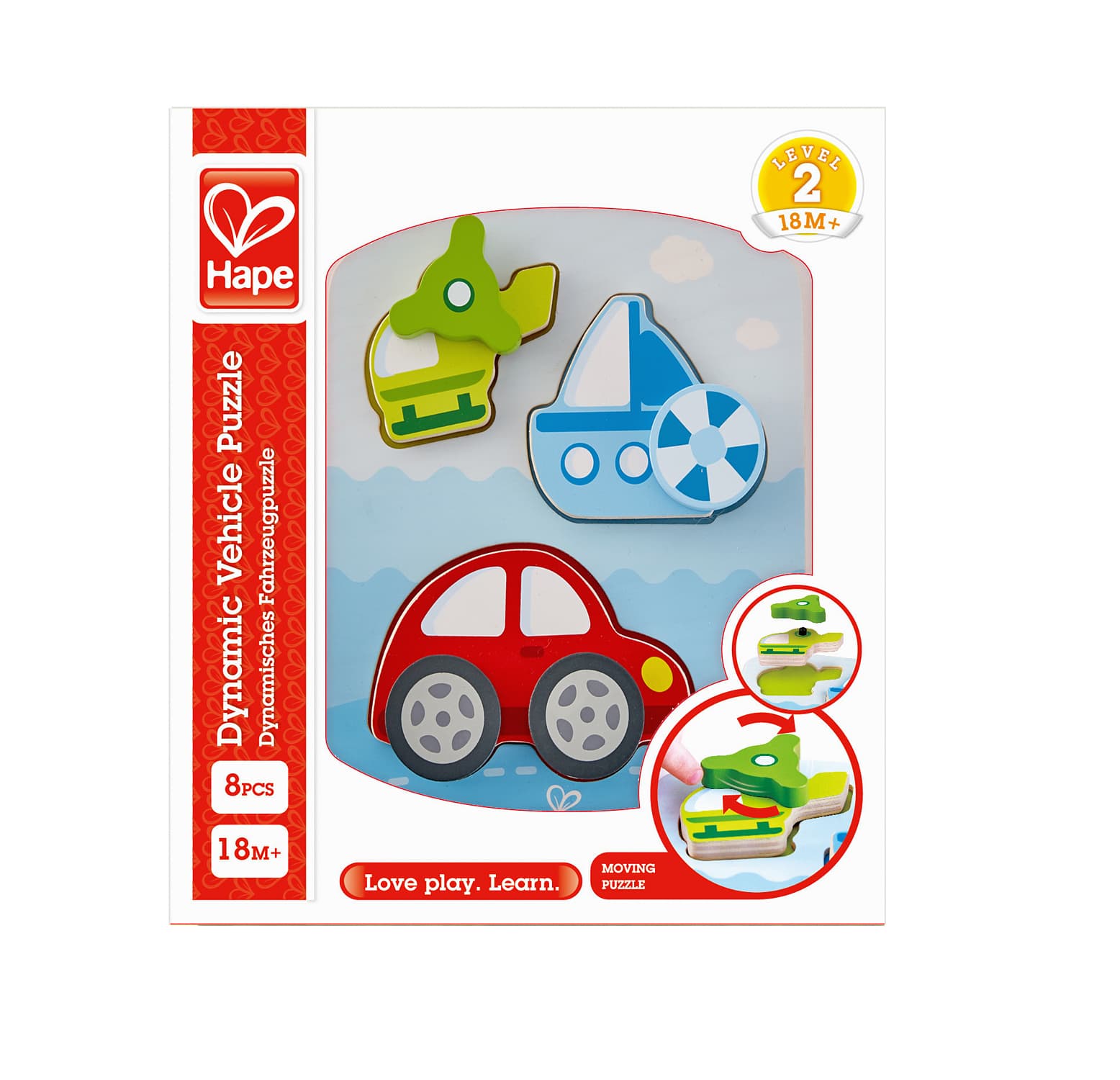 Дървен пъзел, Hape, Превозни средства, 8 части