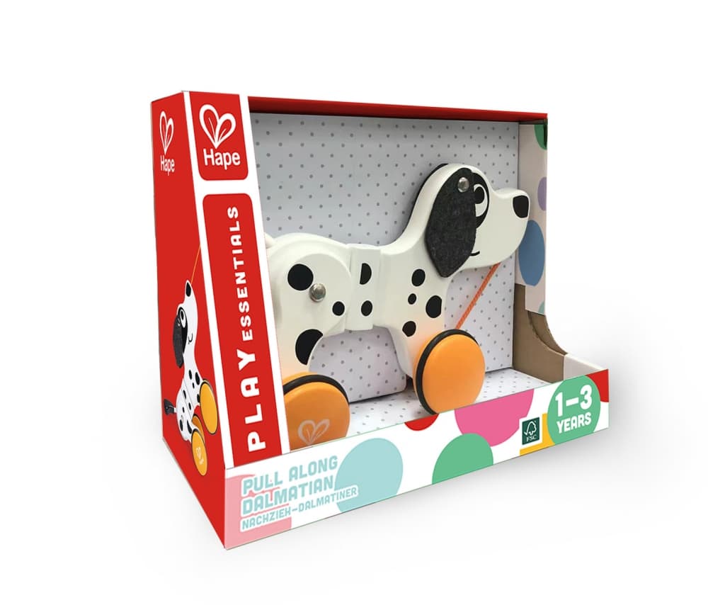 Дървена играчка за дърпане, Hape, Далматинец, 11 х 9 х 16 см