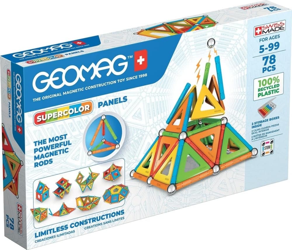 Магнитен конструктор, Geomag, Supercolor Panels, 78 части