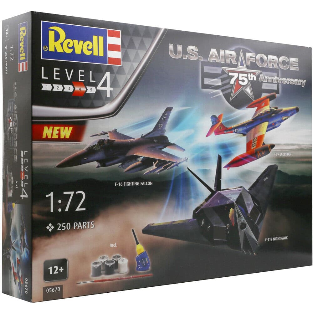 Комплект модели за сглобяване, Revell, US Air Force 75th Anniversary, F-16 / F-117 / F-89, 3 броя