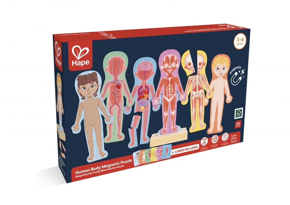 Образователен магнитен пъзел, Hape, човешко тяло, 68 части