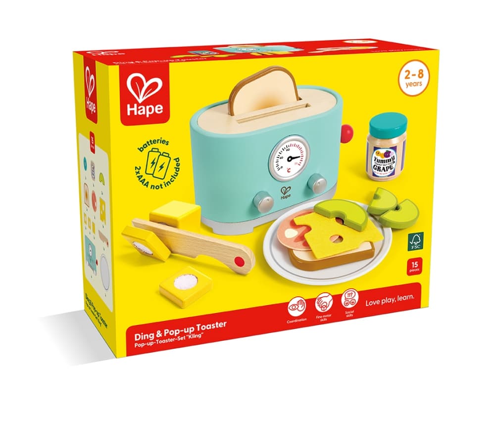 Комплект за игра, Hape, тостер с аксесоари, 15 части