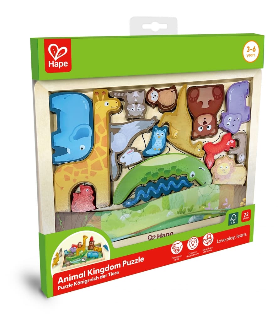 Образователен дървен пъзел, Hape, Царството на животните