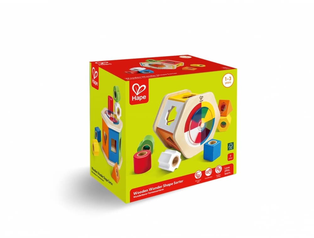 Разноцветен дървен сортер, Hape, 7 части