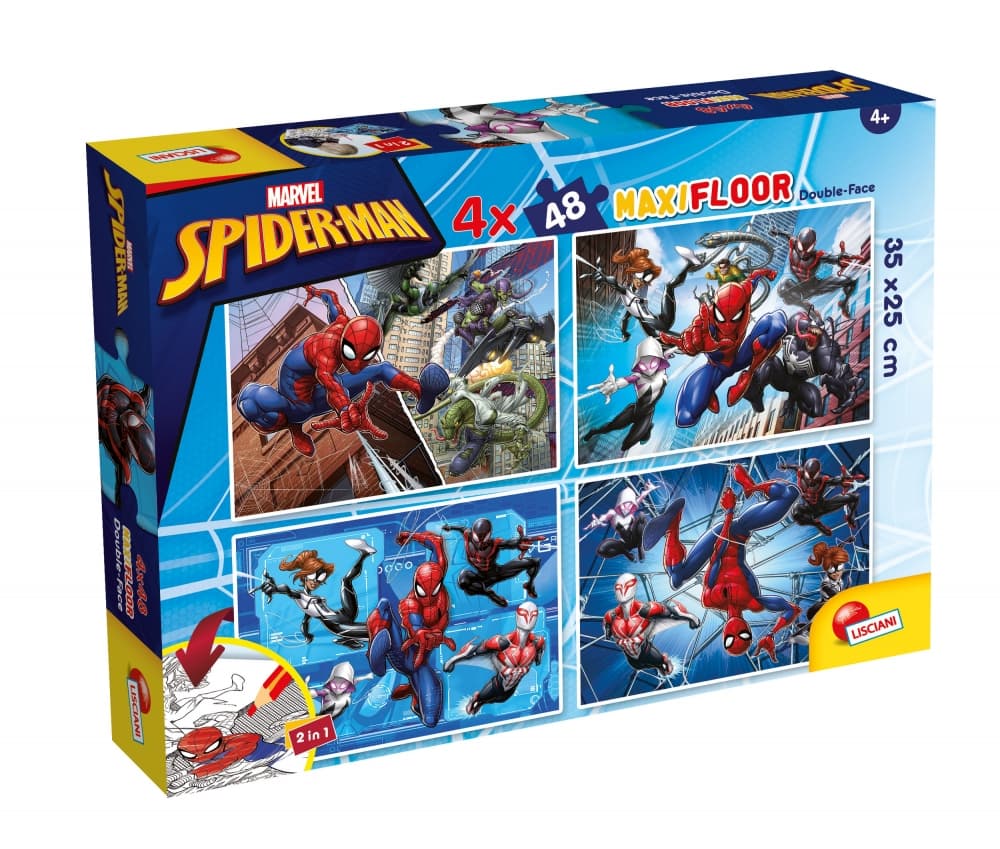 Пъзел, Lisciani, Spider-man, Двулицев пъзел 4 x 48 части