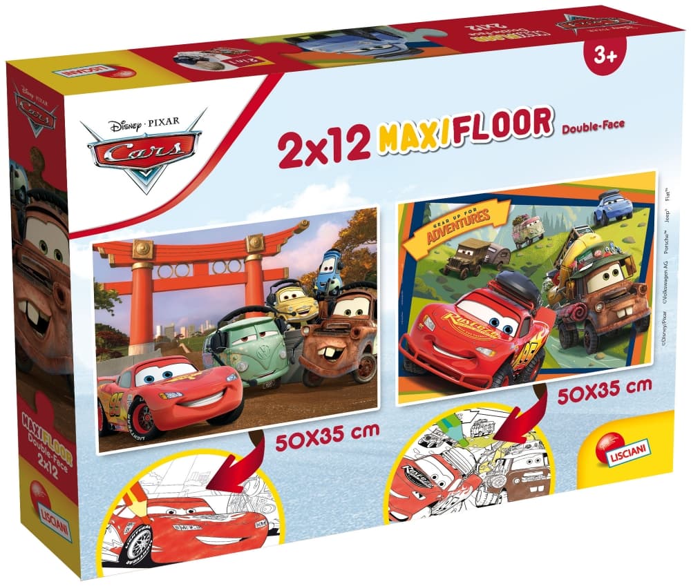Пъзел, Lisciani, Cars, Двулицев пъзел 2 x 12 части