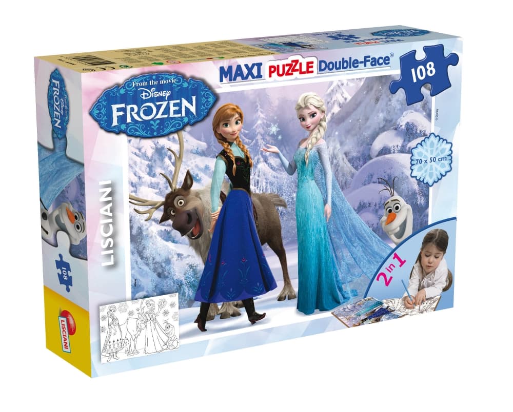 Пъзел, Lisciani, Frozen, Елза и Анна, Двулицев пъзел 108 части