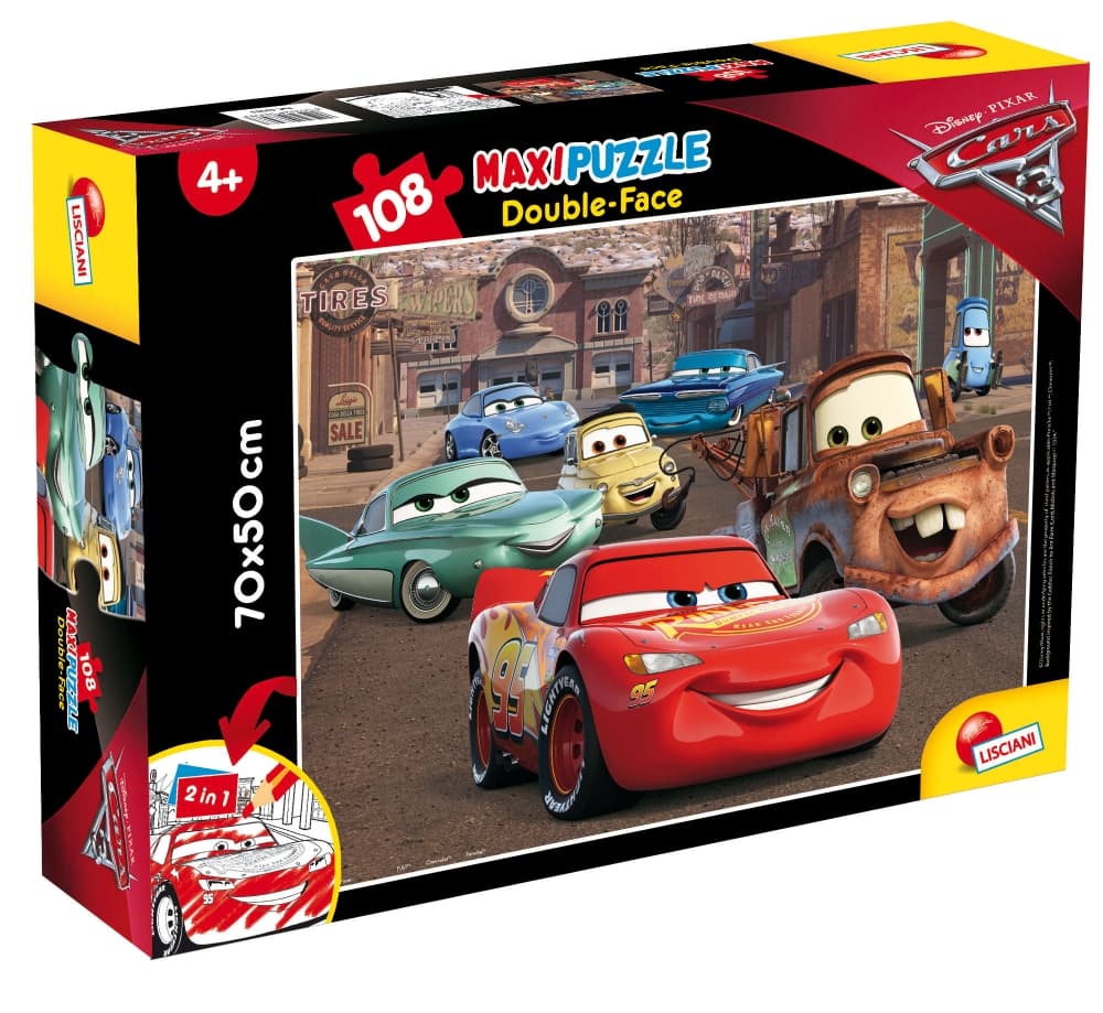 Пъзел, Lisciani, Cars 3, Двулицев пъзел 108 части