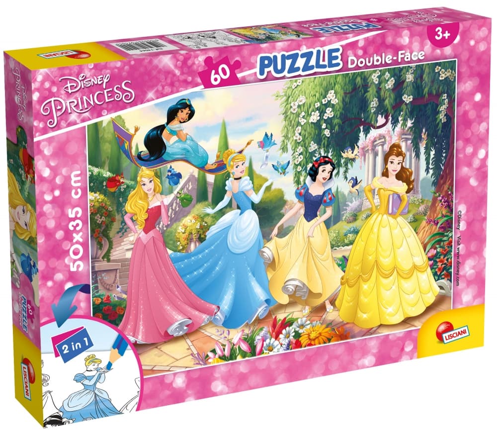 Пъзел, Lisciani, Disney Princess, Принцеси, Двулицев пъзел 60 части