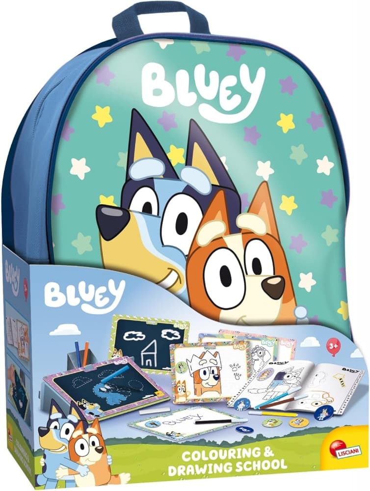 Творчески комплект, Lisciani, Bluey, 2 в 1 раница с комплект за рисуване