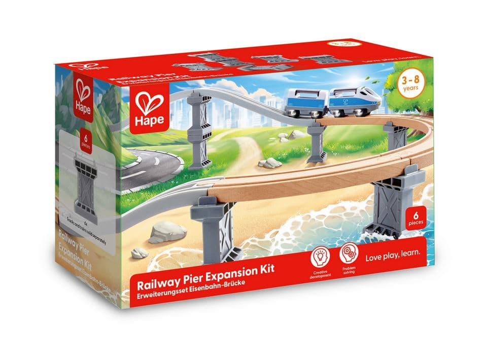 Комплект от железопътни опори, Hape, 6 броя