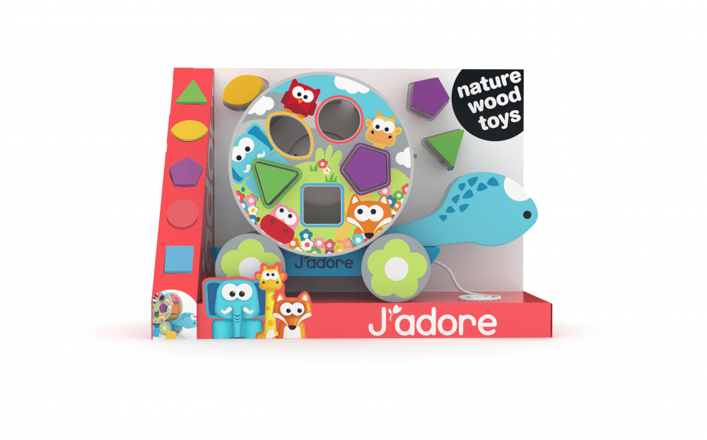 Дървена играчка за дърпане, J′adore, Костенурка сортер