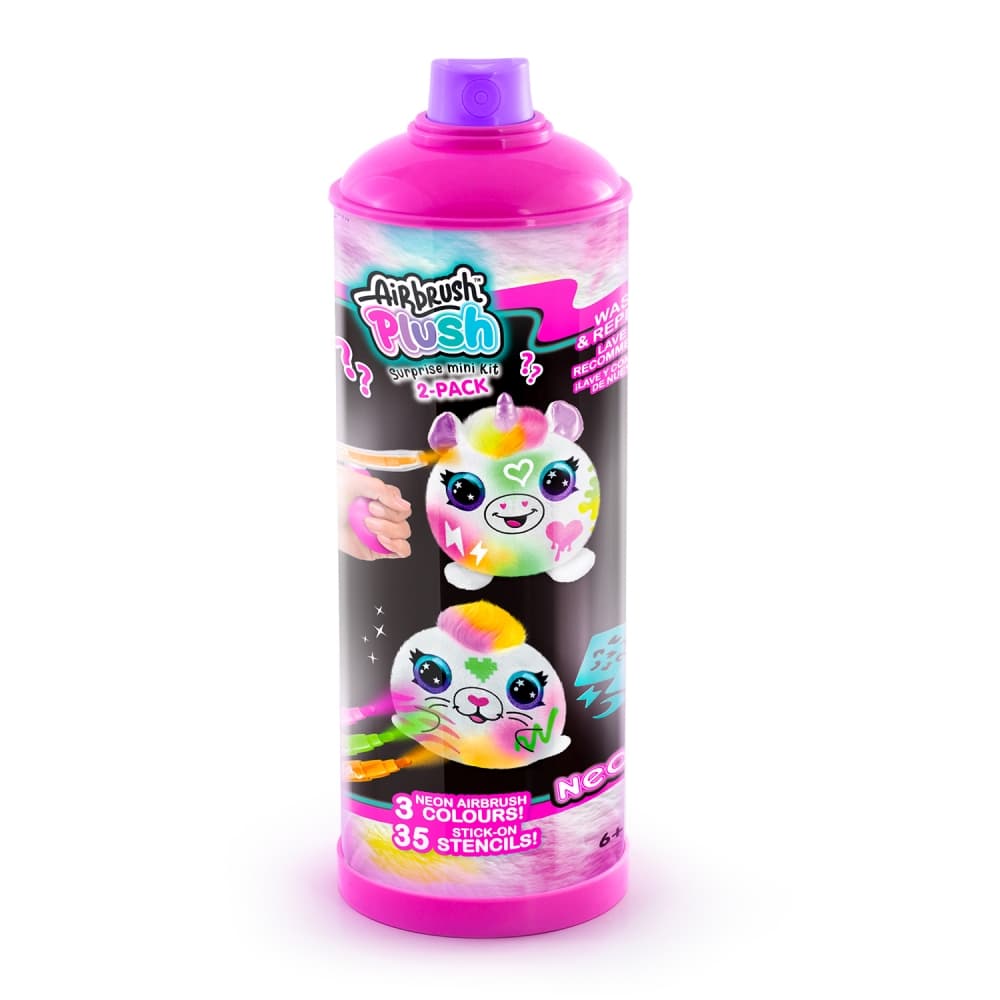 Творчески комплект, Canal Toys, Мини плюшена играчка за оцветяване, Неон, 10 см, 2 броя