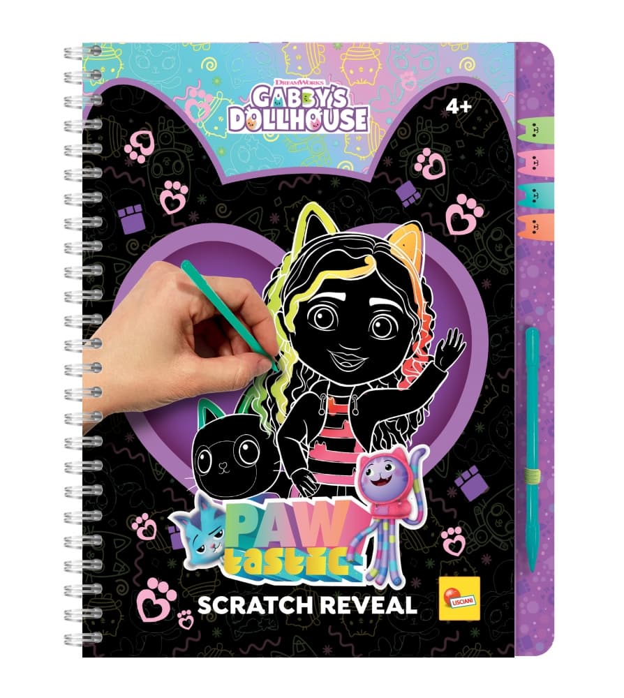 Творчески комплект, Lisciani, Gabby′s Dollhouse, Scratch Reveal, Скречбук Pawtastic