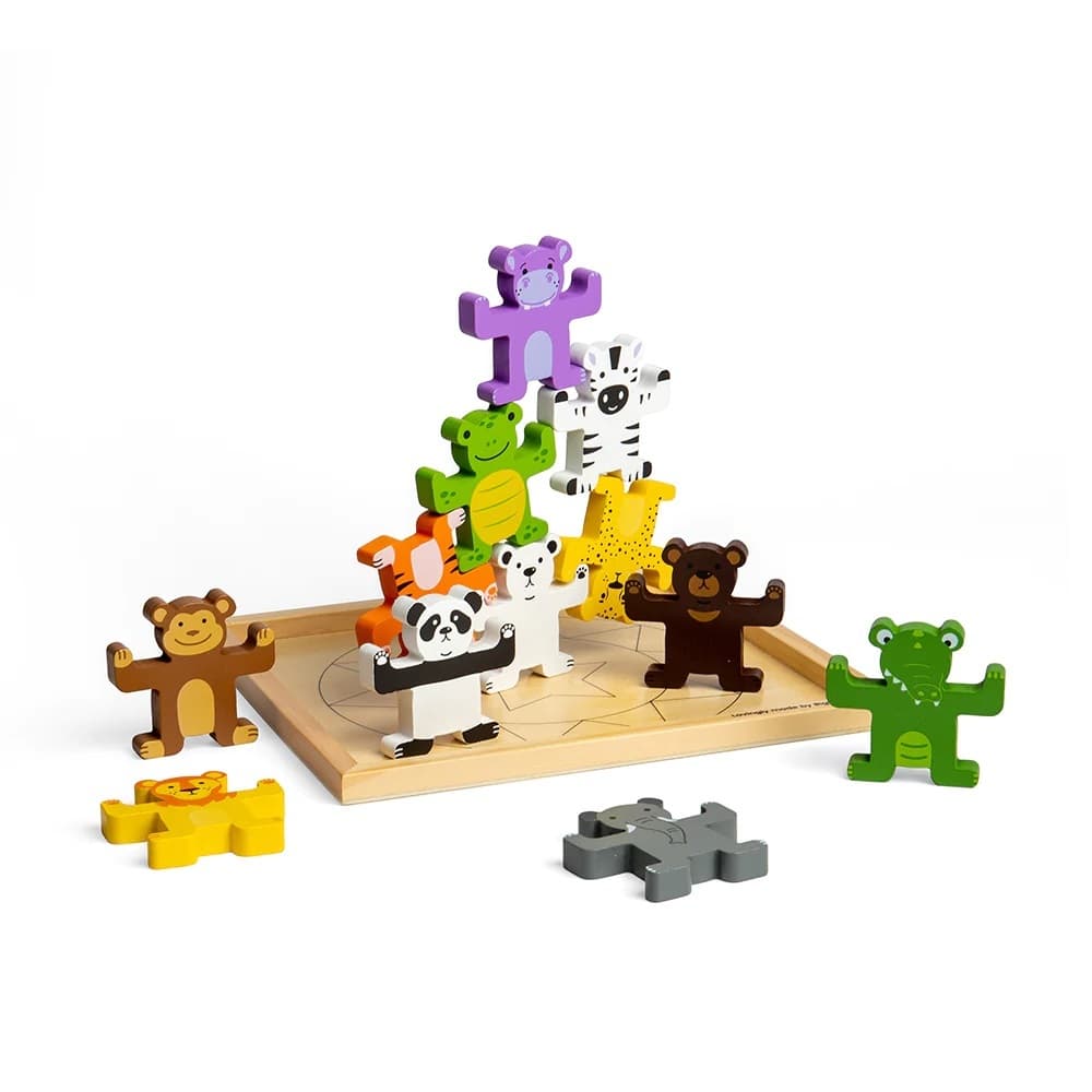 Дървена играчка диви животни за подреждане - Bigjigs