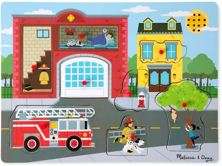 Melissa & Doug - Дървен музикален пъзел - Около пожарната