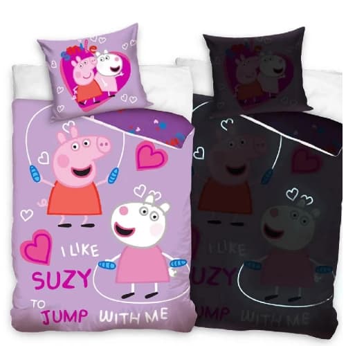Детски светещ спален комплект Peppa Pig Love 140*200 / 65*65