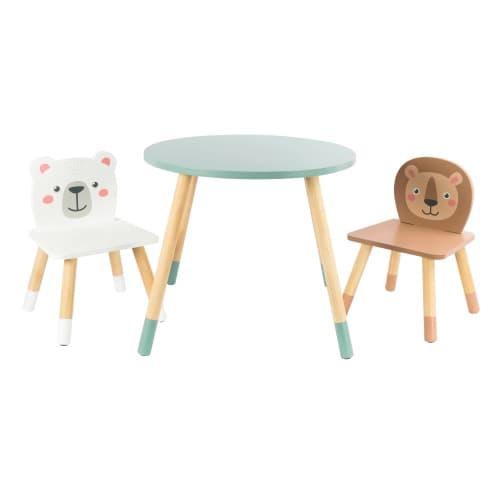 Детска дървена маса с два стола Lion&amp;Bear GYT22701