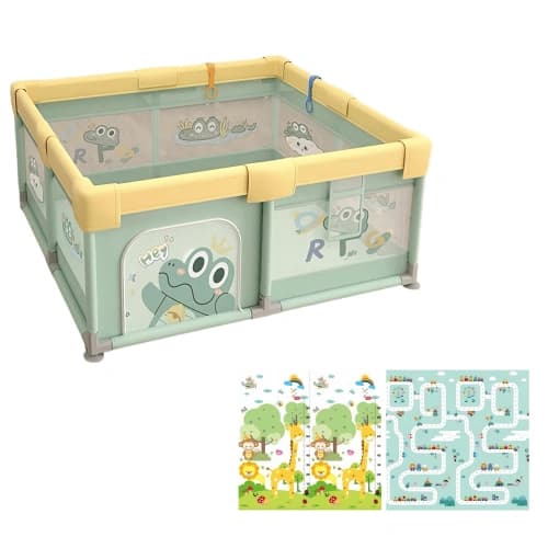 Бебешка кошара JumpiPlay с килим 120x120 см с безопасна зона